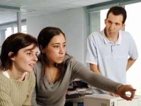 Student points to course they are selecting A student points to a course they are selecting.